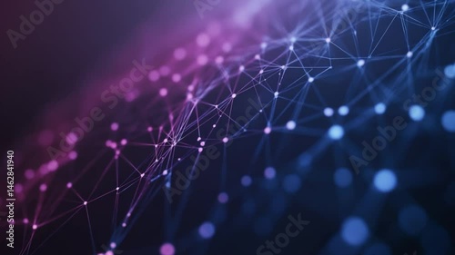Abstract Polygonal Network Background with Glowing Dots and Lines for Tech Presentation