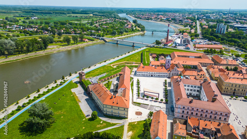 Vászonkép Aerial view of Tvrđa (Fortress), Osijek – a stunning Baroque fortress complex sh