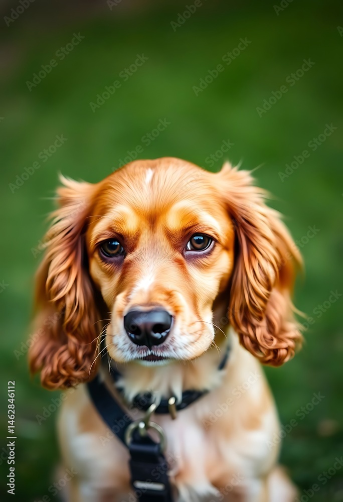 brown and white dog sitting on top of a lush green field brown and white dog sitting on top of a lush green field