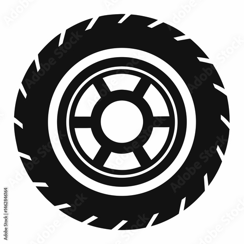 car wheel icon Vector icon illustration silhouette Graphics design image white background