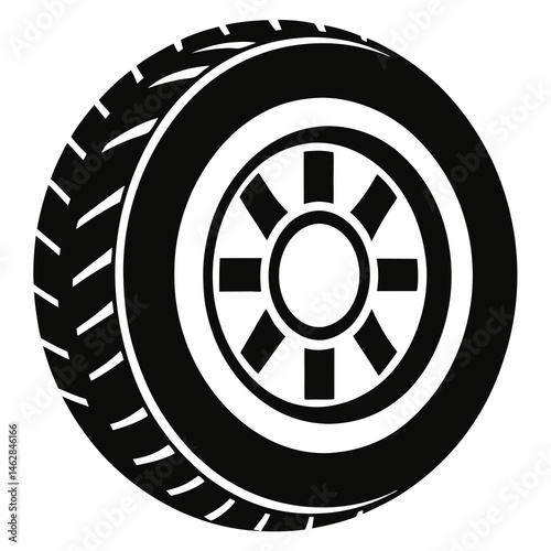car wheel icon Vector icon illustration silhouette Graphics design image white background