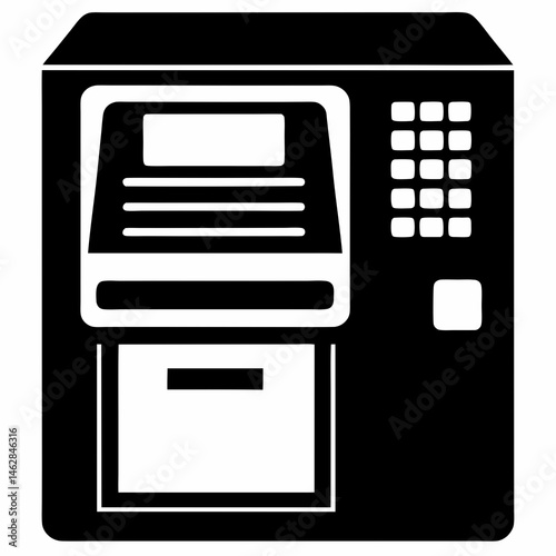 vector illustration of atm machine Vector icon illustration silhouette Graphics design image white background