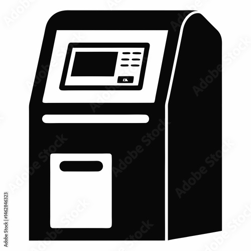 atm cash machine Vector icon illustration silhouette Graphics design image white background
