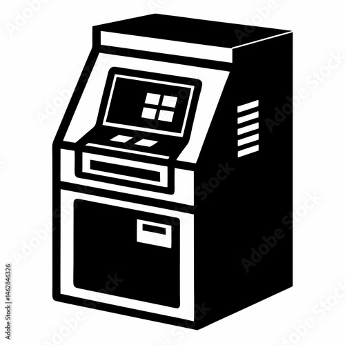 illustration of atm machine Vector icon illustration silhouette Graphics design image white background