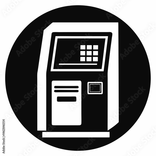 atm machine icon Vector icon illustration silhouette Graphics design image white background