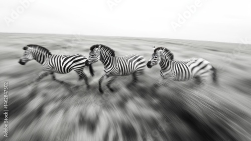 Wallpaper Mural Zebras running across African savanna, blurred background Torontodigital.ca