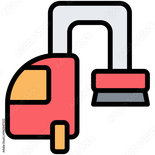 Outlined Colorful Flat Vacuum Cleaner Icon