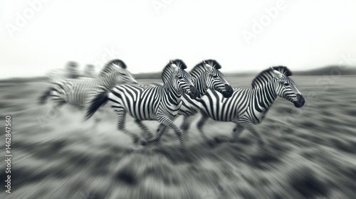 Wallpaper Mural Zebras running in African savanna; wildlife motion blur Torontodigital.ca