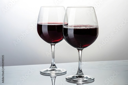 Two Elegant Glasses of Red Wine on a White Surface Generative AI