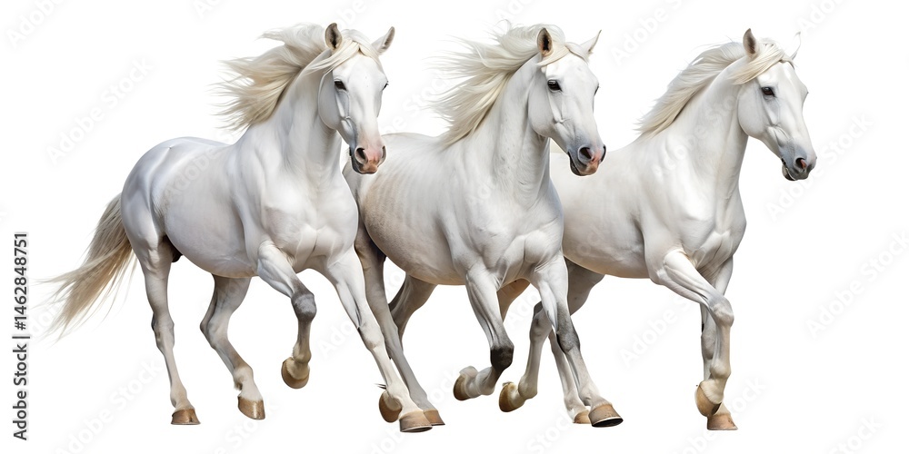 Obraz premium Set of White horse isolated on white background