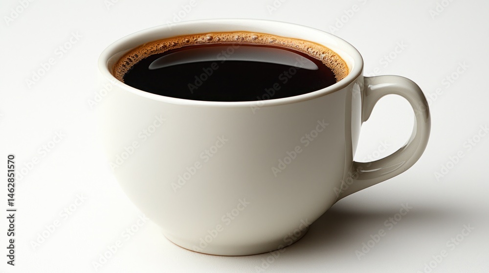 Obraz premium Full cup of black coffee in a white mug.