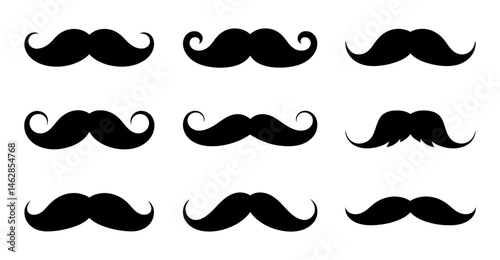 Collection of mustache styles black and white art