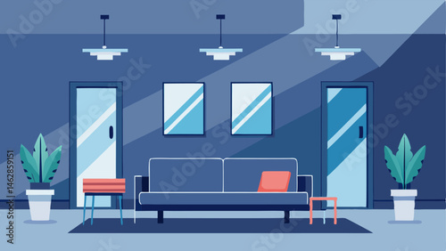 The overall aesthetic of the waiting area is modern and sleek with clean lines and a minimalist approach to decor.
