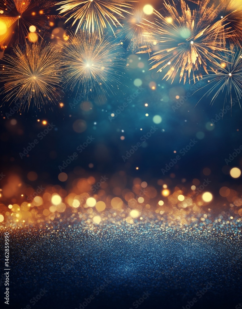 Obraz premium Vibrant, multicolored fireworks exploding in the darkness of night, a visual image