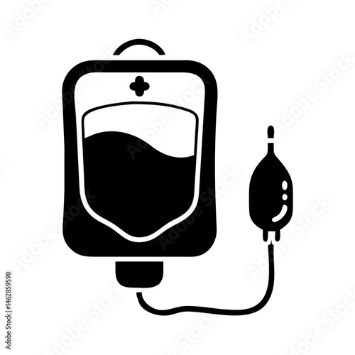 Blood donation bag with dropper medical treatment, a symbol of transfusion