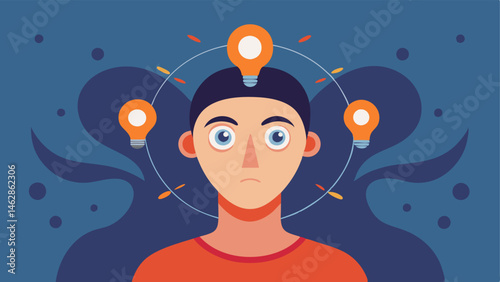 Intense Focus An illustration featuring a person with a dramatically enlarged head to symbolize deep thinking. Their eyes are sharp and piercing and the mouth is slightly open as