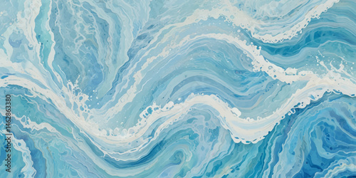 Blue ocean wave background. Blue and white water ocean background