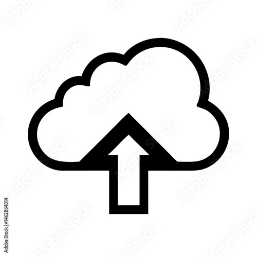 Cloud upload with image silhouette on transparent background for web and graphic design
