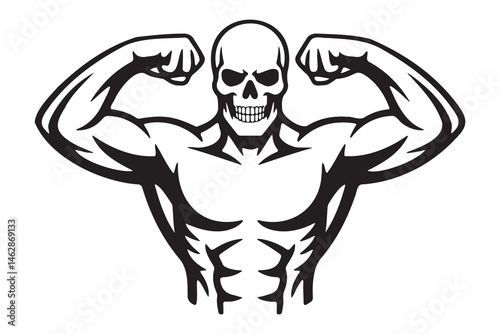 Powerful Skull Bodybuilder Flexing