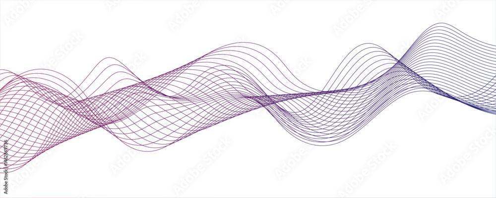 Minimalist abstract wave design consisting of smooth, flowing black and porple lines on a white background.Modern digital and geometric technology themes & data visualizations, scientific concept. Minimalist abstract wave design consisting of smooth, flowing black and porple lines on a white background.Modern digital and geometric technology themes & data visualizations, scientific concept.