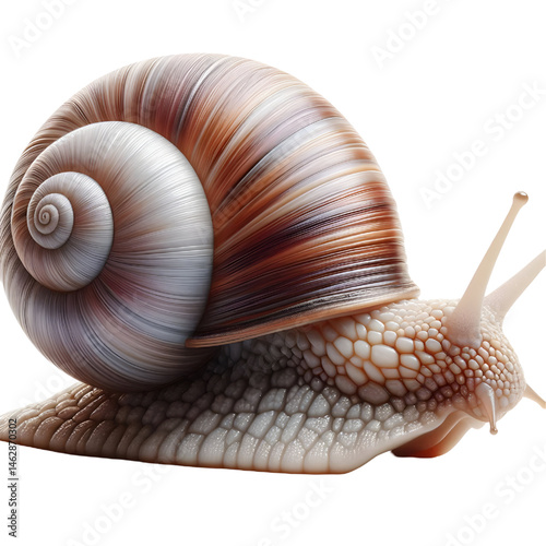 Cute 3D brown snail isolated on white background