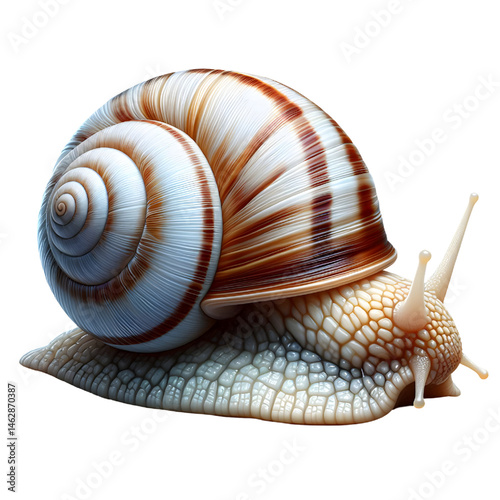 Cute 3D brown snail isolated on white background
