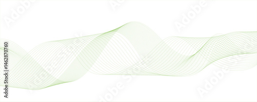 Minimalist abstract wave design consisting of smooth, flowing black and green lines on a white background. Wave lines pattern curved shape motion.. creative technology flowing smooth diagonal.