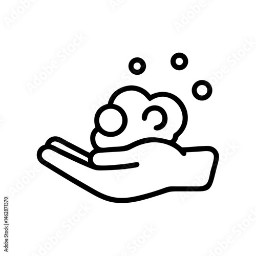 hand with soap bubbles on transparent background for web and graphic design
