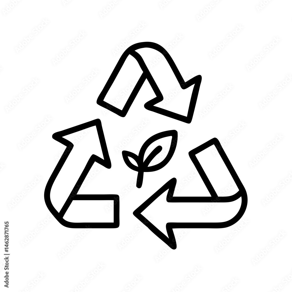 Recycling symbol with green leaf on a simple background Recycling symbol with green leaf on a simple background