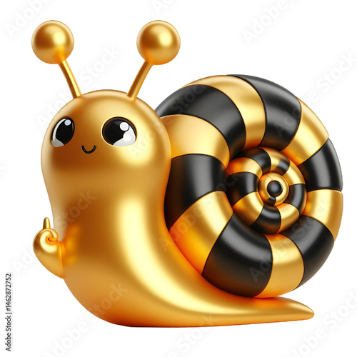 Cute 3D brown snail isolated on white background