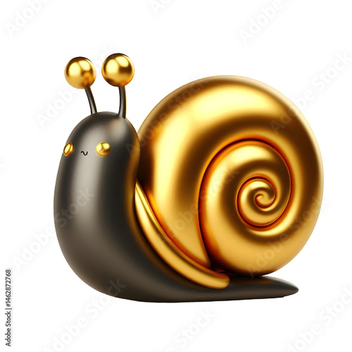 Cute 3D brown snail isolated on white background