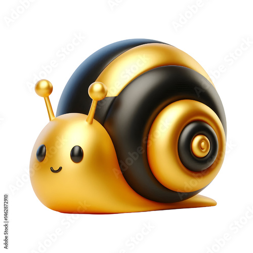 Cute 3D brown snail isolated on white background