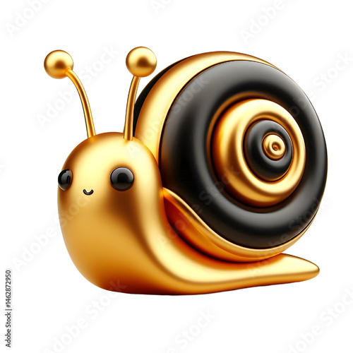 Cute 3D brown snail isolated on white background