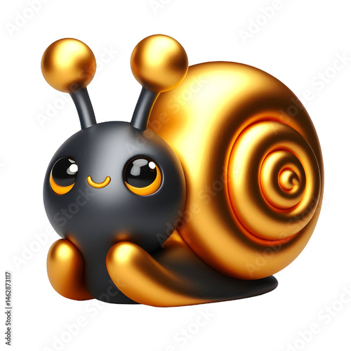 Cute 3D brown snail isolated on white background