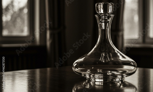 Wine Decanter Art with Glass Reflections

