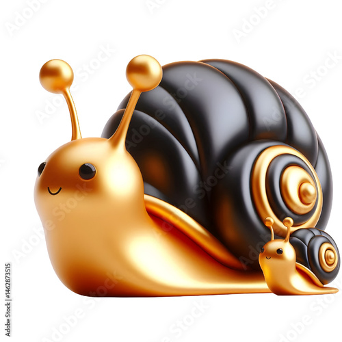 Cute 3D brown snail isolated on white background