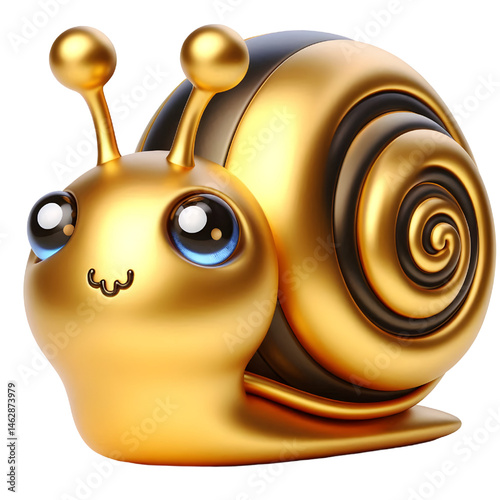 Cute 3D brown snail isolated on white background