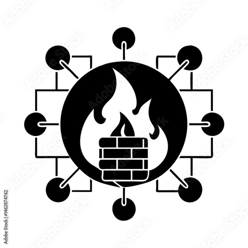 Network security firewall system protects against threats and unauthorized access control