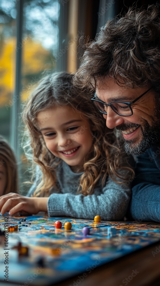 Fototapeta premium Family playing a board game