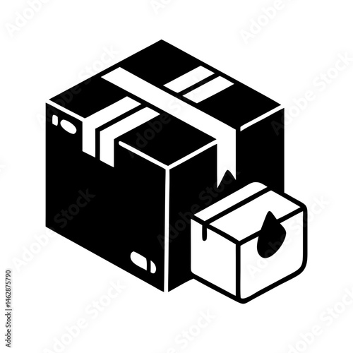 Securely packaged goods box featuring a gift icon next to it
