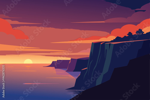 a cinematic medium shot of a breathtaking sunset 