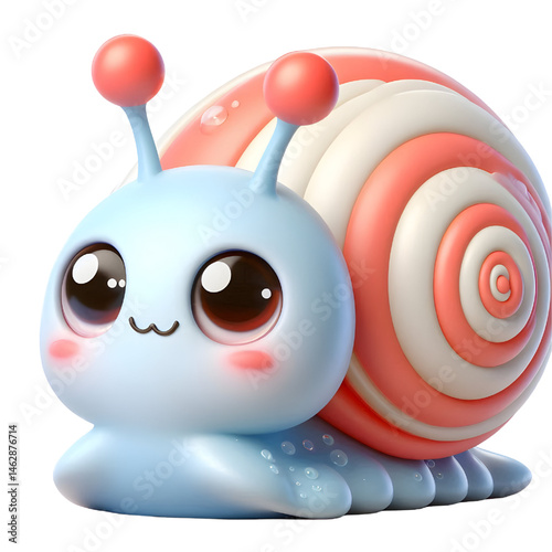 Cute 3D brown snail isolated on white background