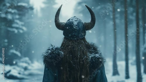 Viking Warrior in Snowy Landscape - Nordic Winter Adventure