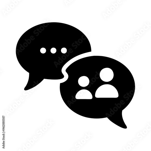 Digital Communication Showing Speech Bubbles With People Icons For Online Interactions