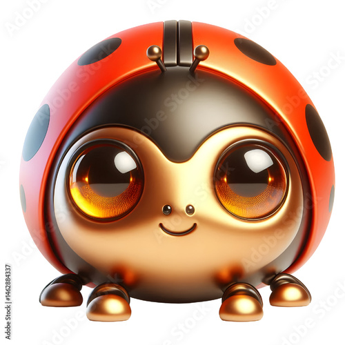 Cute 3D ladybug isolated on white background