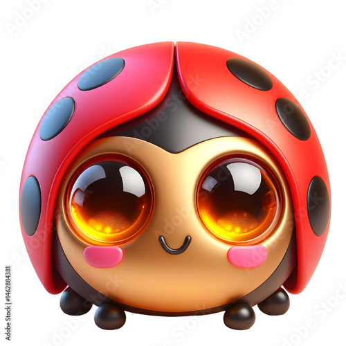 Cute 3D ladybug isolated on white background