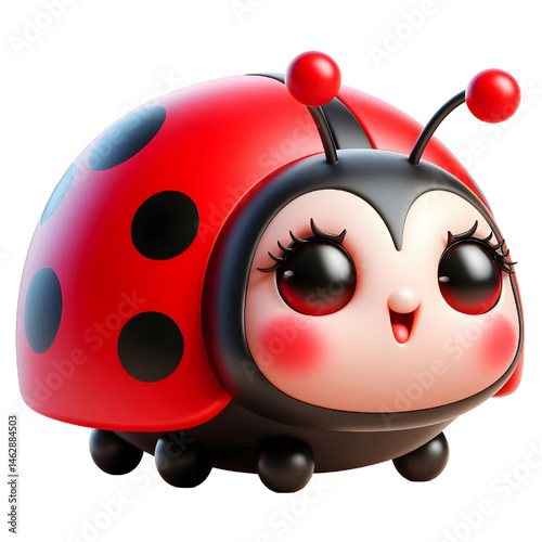 Cute 3D ladybug isolated on white background