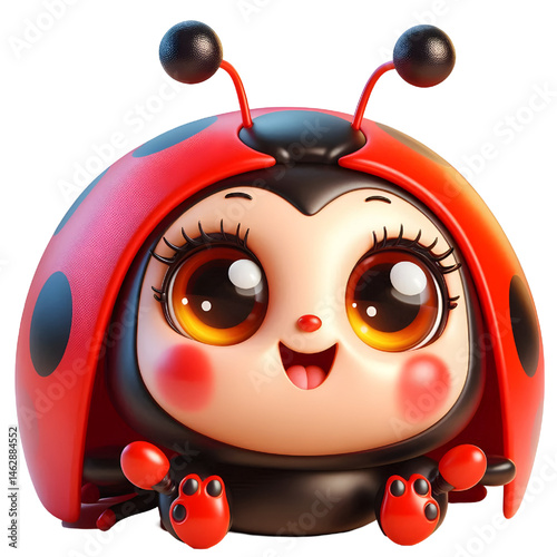 Cute 3D ladybug isolated on white background