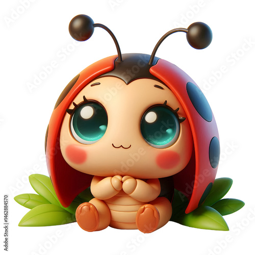Cute 3D ladybug isolated on white background