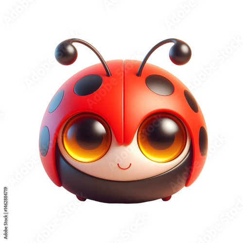 Cute 3D ladybug isolated on white background